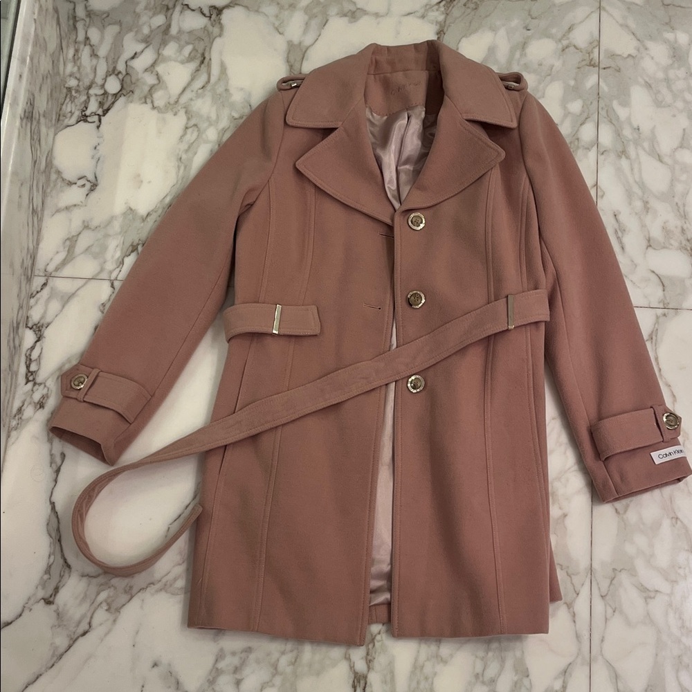 Calvin Klein Blush Trench Coat Size M
